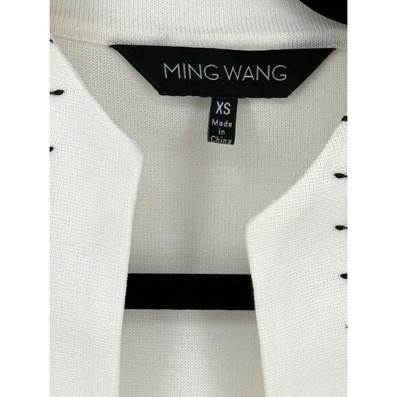 Ming Wang Womens XS Open Front Geometric Cardigan Jacket Knit White &‎ Black - Picture 4 of 5
